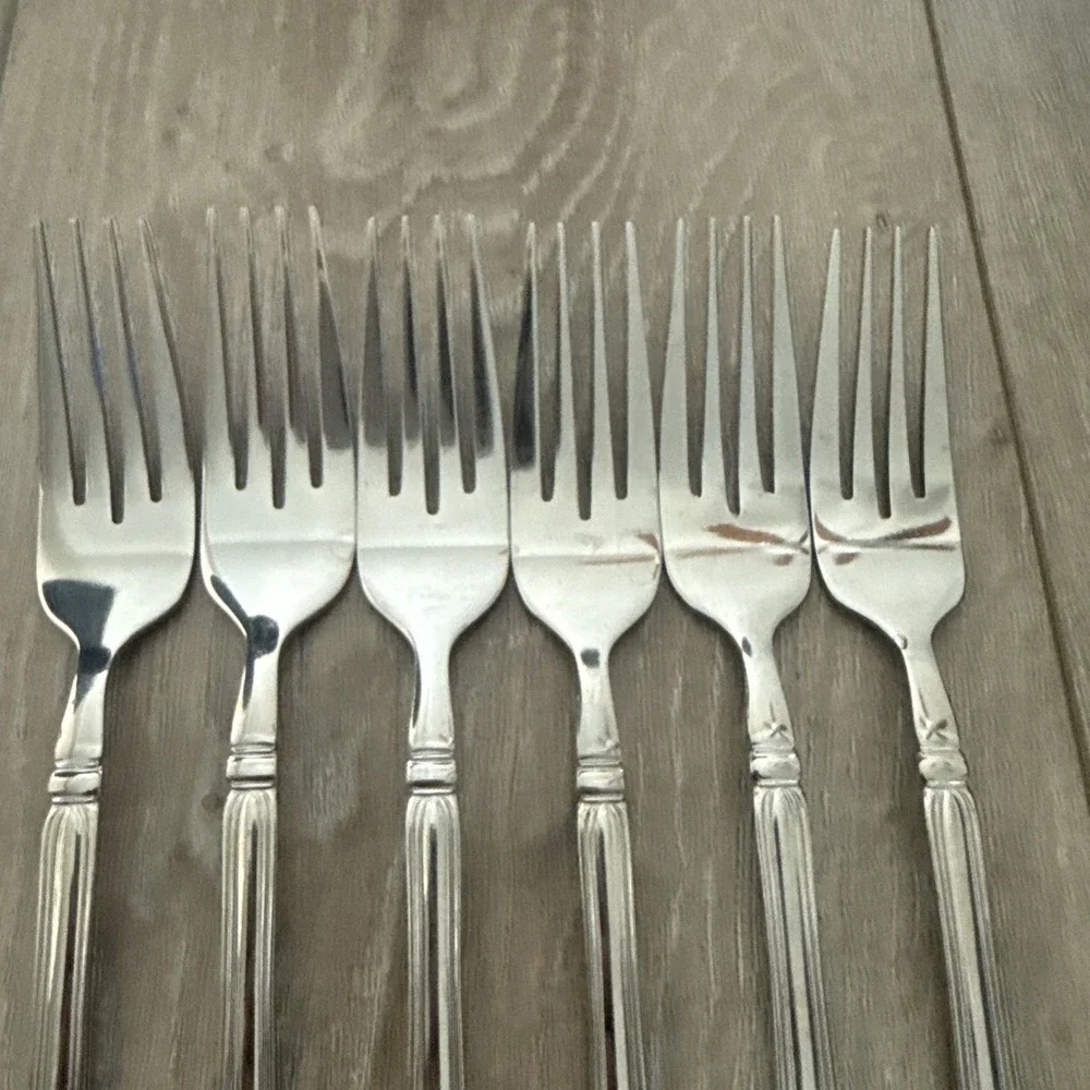 Set of 6 Cambridge Tracy Stainless Steel‎ Dinner Fork 7.5